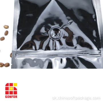 Čierna hliníková fólia balenie kávových tašiek s ventilom